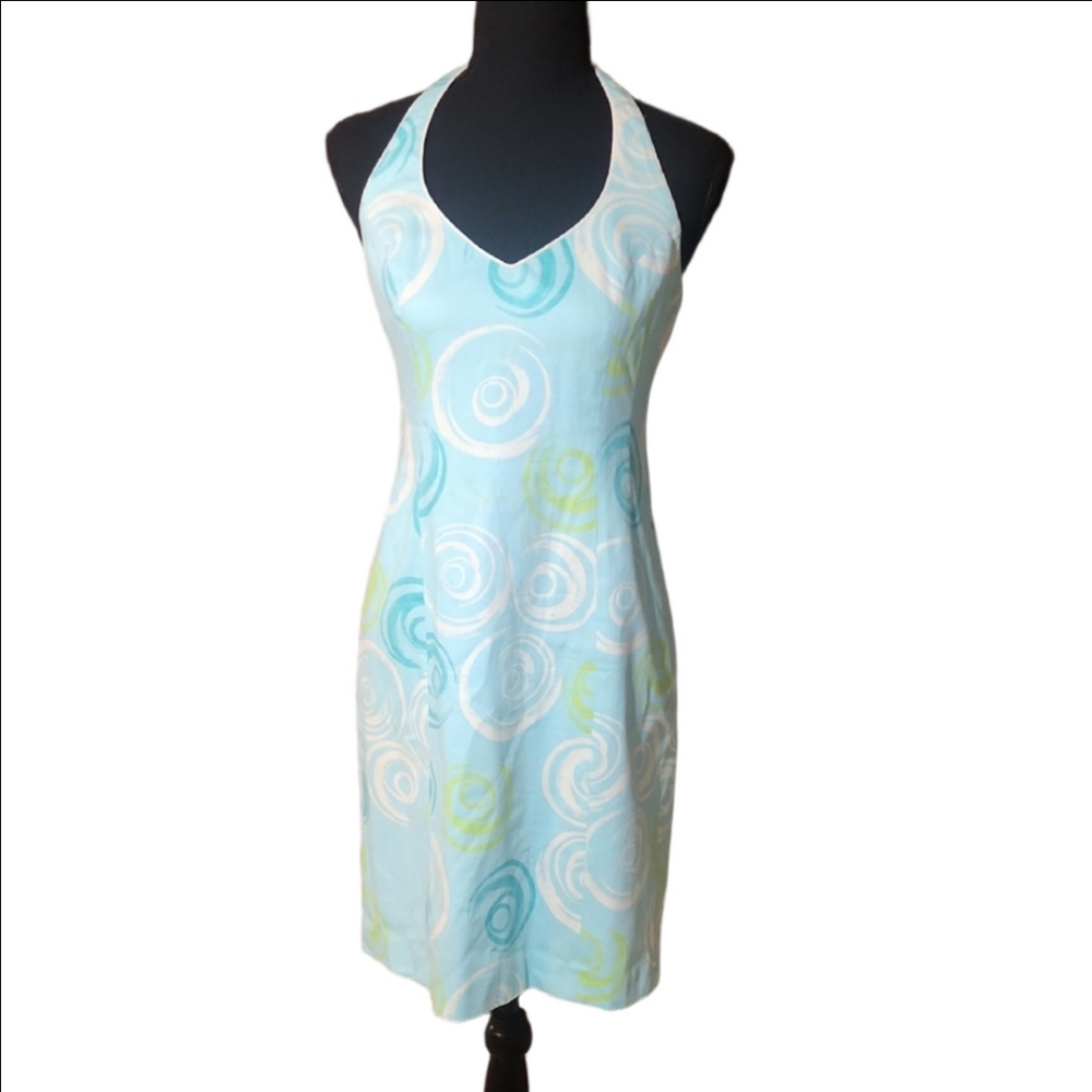 Becky And Max Halter Neck Swirl Pattern Dress, Size 4